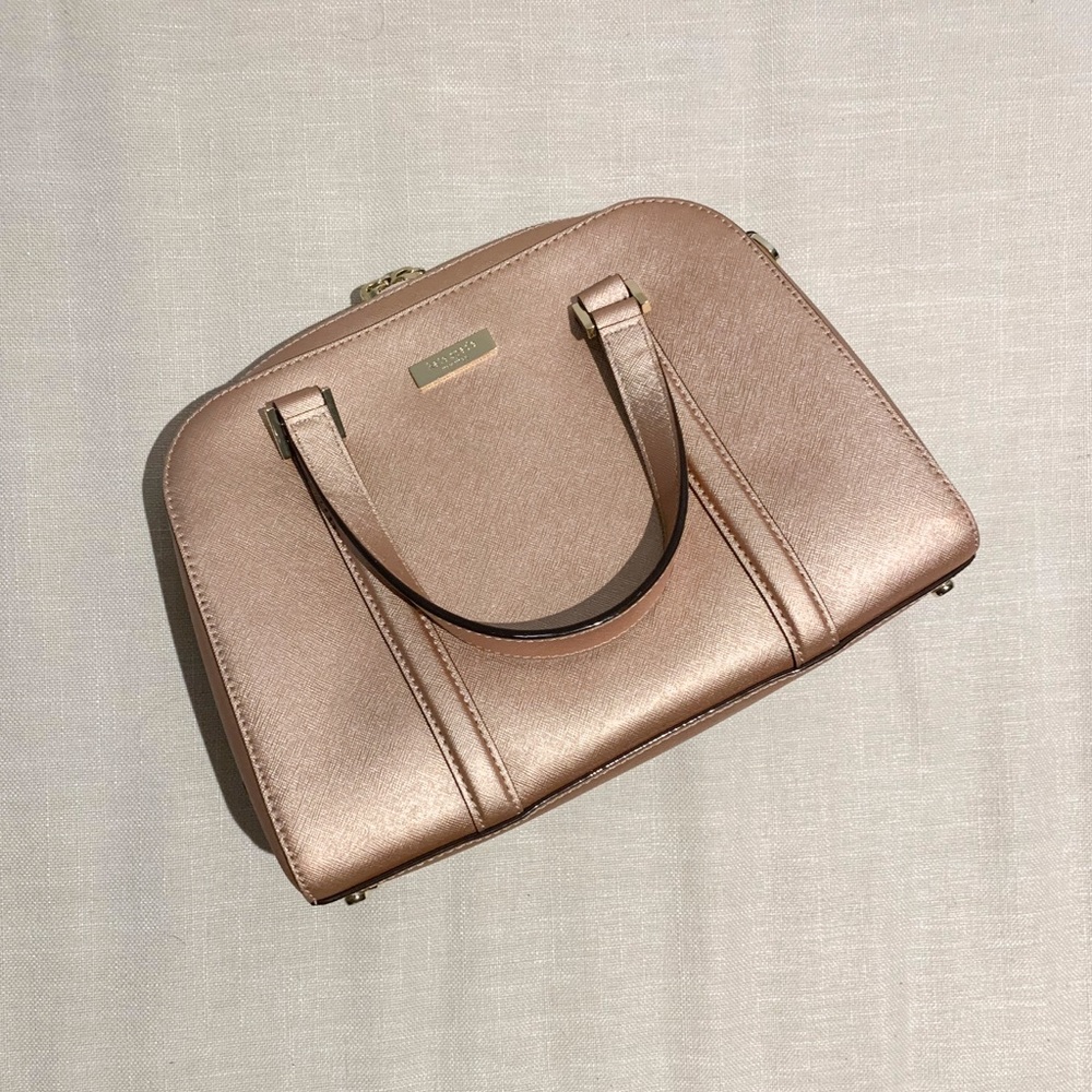 Kate Spade Crosshatched Leather Purse in Rose Gold